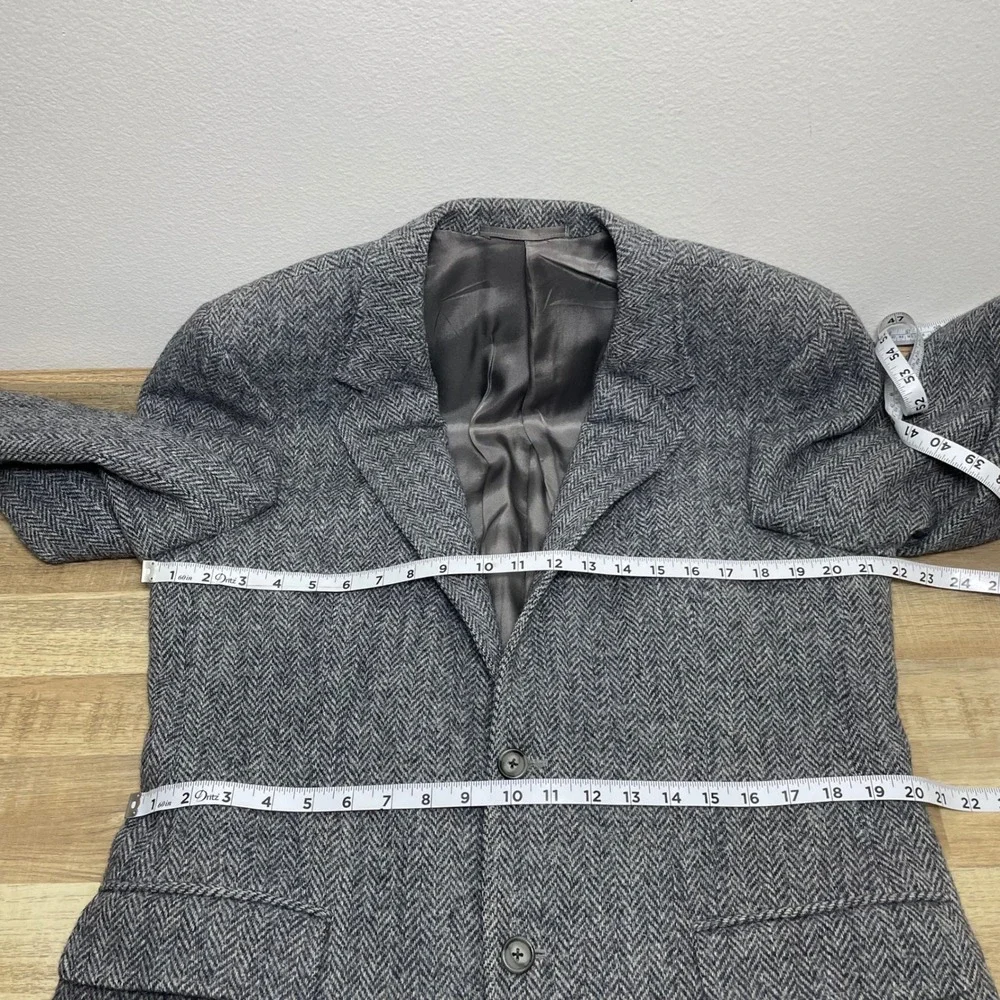 Harris Tweed Mens Grey Herringbone Wool Blazer Sports Coat Pringle 40R *Read*